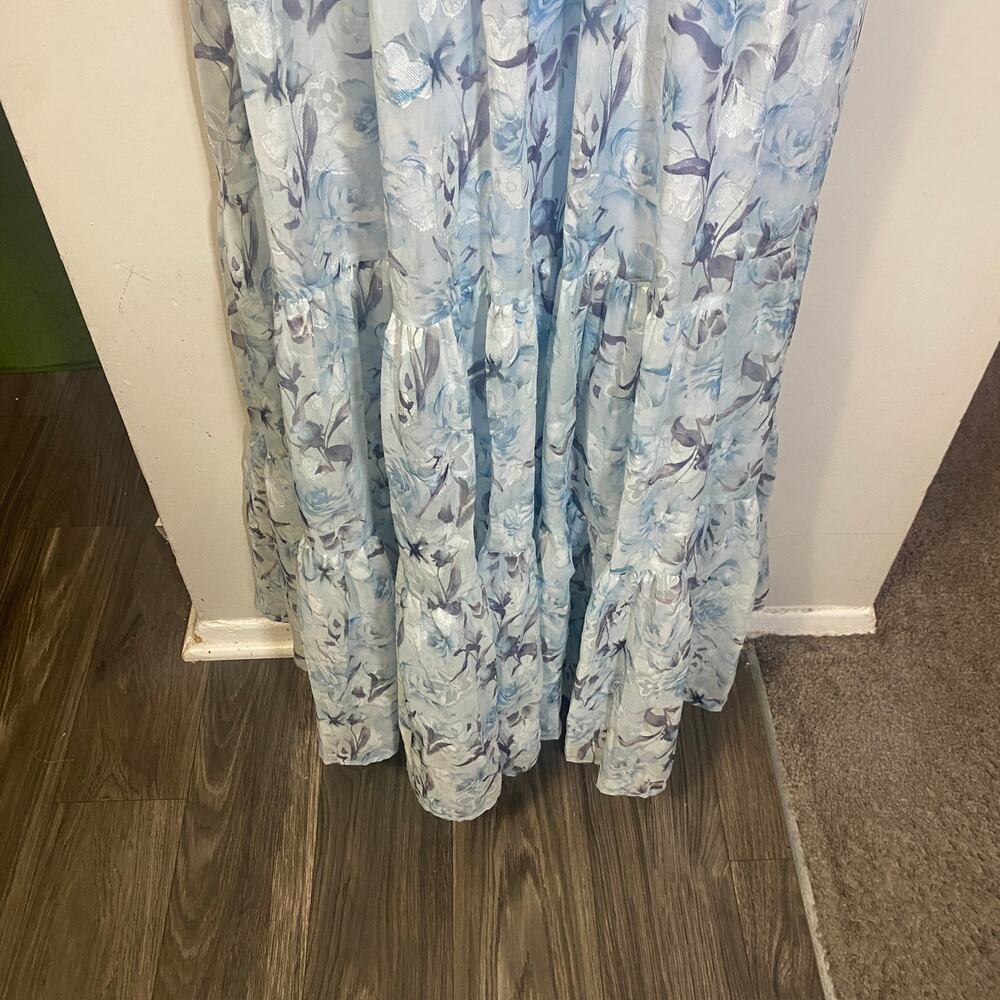 Lulus NWT Special Moment Light Blue Floral Strapless Bustier Maxi Dress Sz 2X - Picture 5 of 14